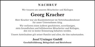 Traueranzeige Georg Kracher