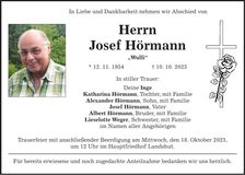 Traueranzeige Josef Hörmann