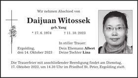Traueranzeige Daijuan Witossek