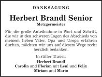 Traueranzeige Herbert Brandl