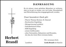 Traueranzeige Herbert Brandl
