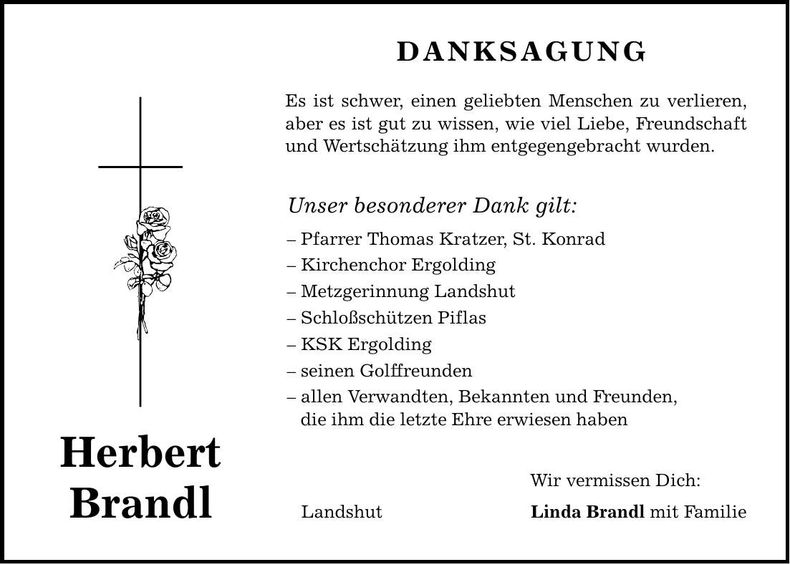 Traueranzeige Herbert Brandl