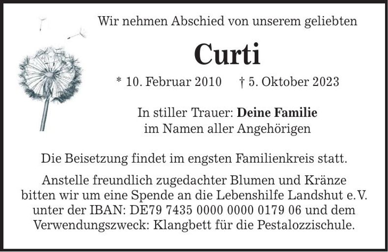 Traueranzeige Curt Löwe