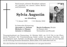 Traueranzeige Sylvia Augustin