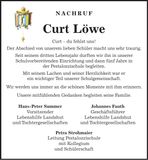 Traueranzeige Curt Löwe