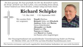 Traueranzeige Richard Schipke