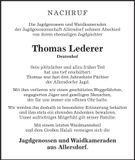 Traueranzeige Thomas Lederer