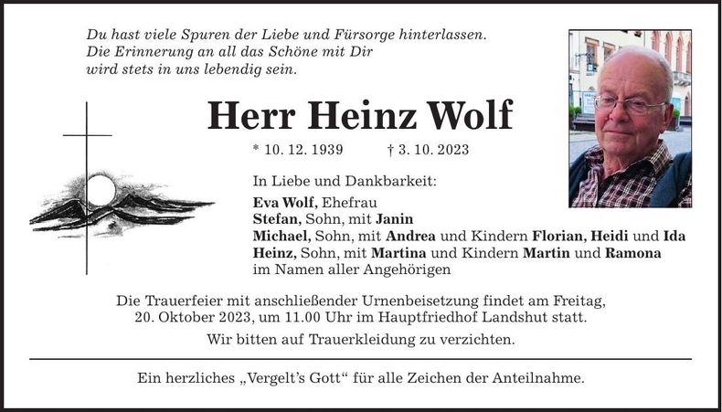 Traueranzeige Heinz Wolf