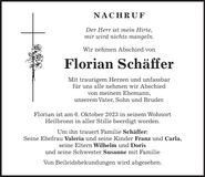 Traueranzeige Florian Schäffer