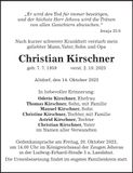 Traueranzeige Christian Kirschner