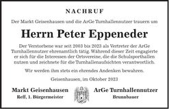 Traueranzeige Peter Eppeneder