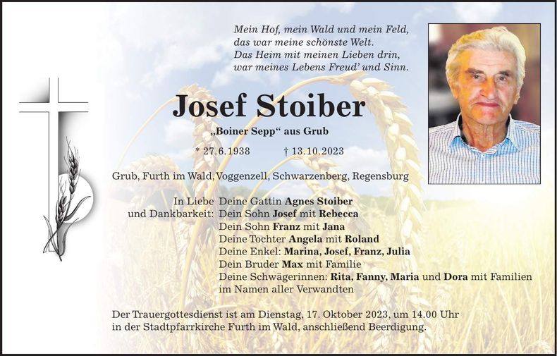 Traueranzeige Josef Stoiber