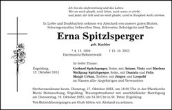 Traueranzeige Erna Spitzlsperger
