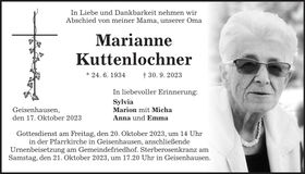 Traueranzeige Marianne Kuttenlochner