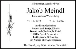 Traueranzeige Jakob Meindl