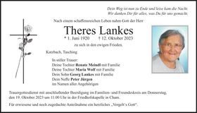 Traueranzeige Theres Lankes