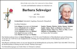 Traueranzeige Barbara Schweiger