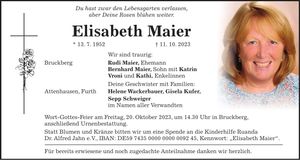 Traueranzeige Elisabeth Maier