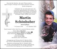 Traueranzeige Martin Schönhuber