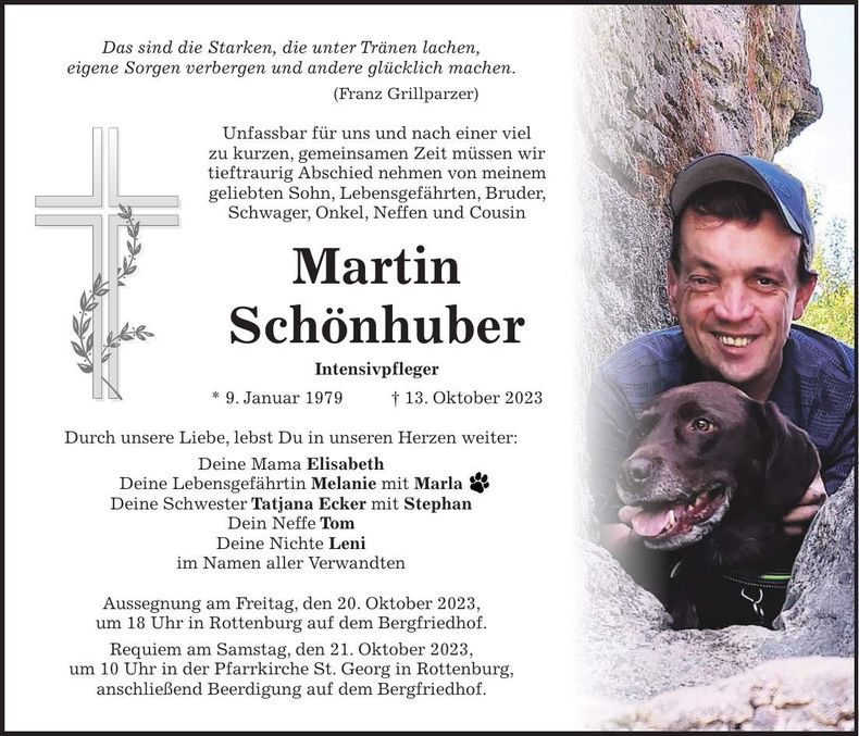 Traueranzeige Martin Schönhuber