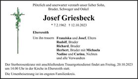 Traueranzeige Josef Griesbeck
