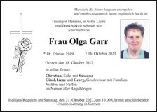 Traueranzeige Olga Garr