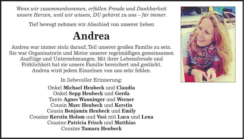 Traueranzeige Andrea Volk