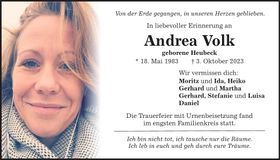 Traueranzeige Andrea Volk