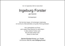 Traueranzeige Ingeburg Forster