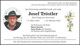 Traueranzeige Josef Tröstler