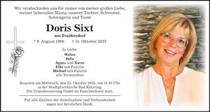 Traueranzeige Doris Sixt