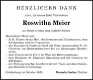 Traueranzeige Roswitha Meier