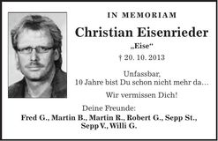 Traueranzeige Christian Eisenrieder