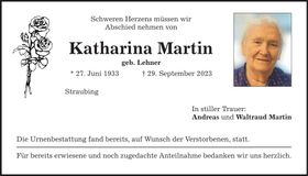 Traueranzeige Katharina Martin