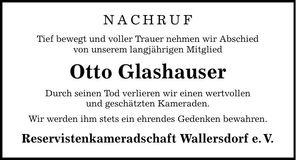 Traueranzeige Otto Otto Glashauser