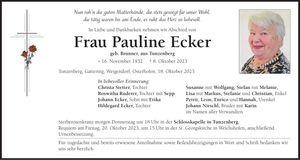 Traueranzeige Pauline Ecker