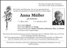 Traueranzeige Anna Müller