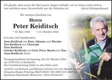 Traueranzeige Peter Keiditsch