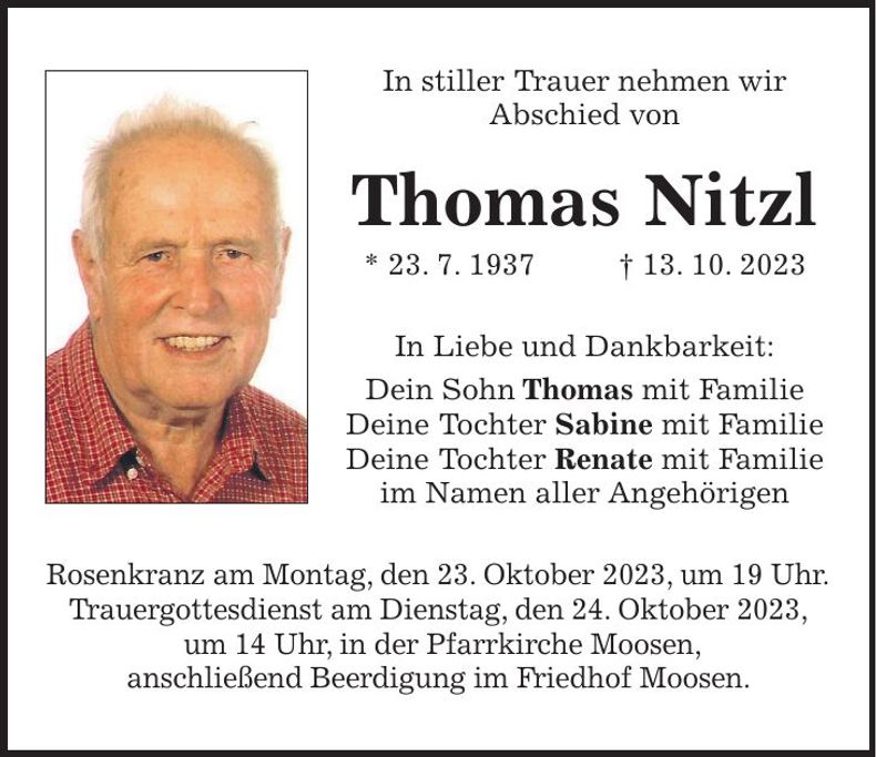 Traueranzeige Thomas Nitzl