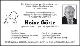 Traueranzeige Heinz Görtz