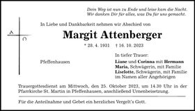 Traueranzeige Margit Attenberger