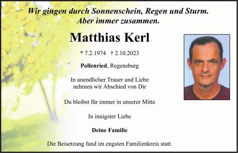 Traueranzeige Matthias Kerl