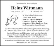 Traueranzeige Heinz Wittmann