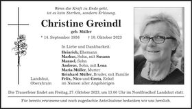 Traueranzeige Christina Greindl