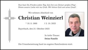 Traueranzeige Christian Weinzierl