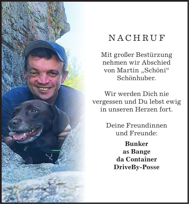 Traueranzeige Martin Schönhuber