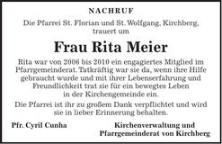 Traueranzeige Rita Meier