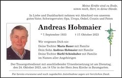 Traueranzeige Andreas Hobmaier