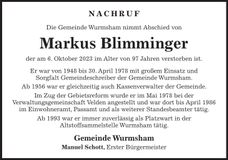 Traueranzeige Markus Blimminger