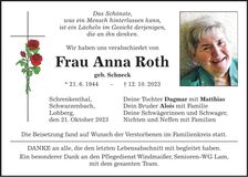 Traueranzeige Anna Roth
